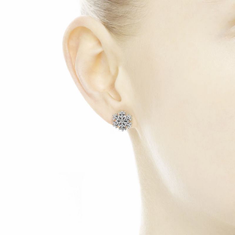 Pandora Snowflake Stud Earrings - Sterling Silver/Cubic Zirconia - Canada | SI2451RF